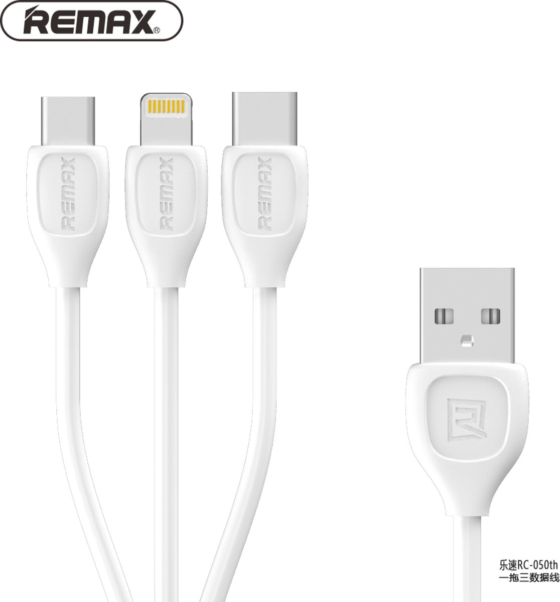 Remax oplaadkabel 2.1a  3in1 met [typec,micro,lightning] 1 Meter Geschikt voor de Samsung alle models, iphone 5/5s/6/6+/7/7+/8/8+/X,huawei models, nokia models,en veel andere models.  1jaar Garantie Super kwalitiet